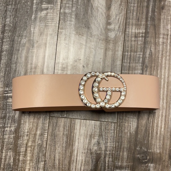 Rhinestone Buckle Vegan Leather Belt main image 4